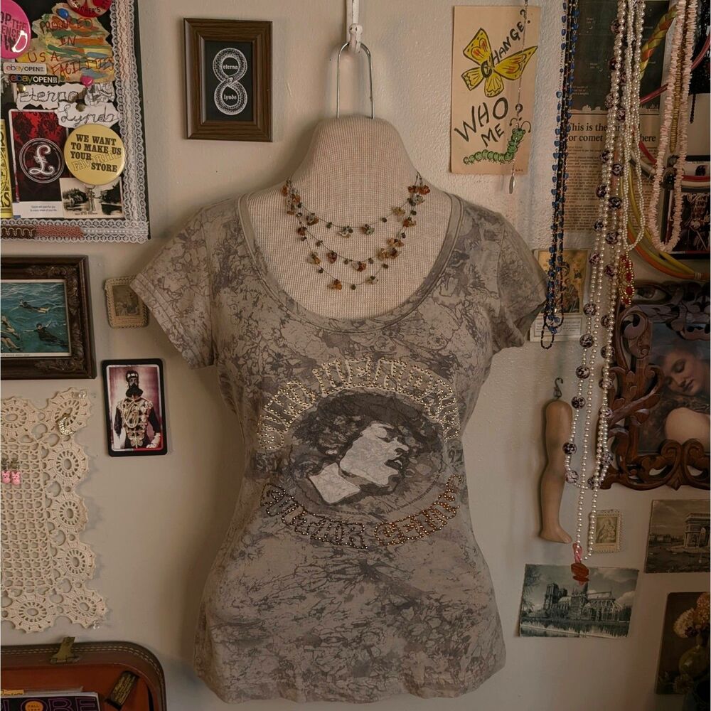 Rhinestone Jimi Hendrix Experience Graphic T-Shirt Women's Small